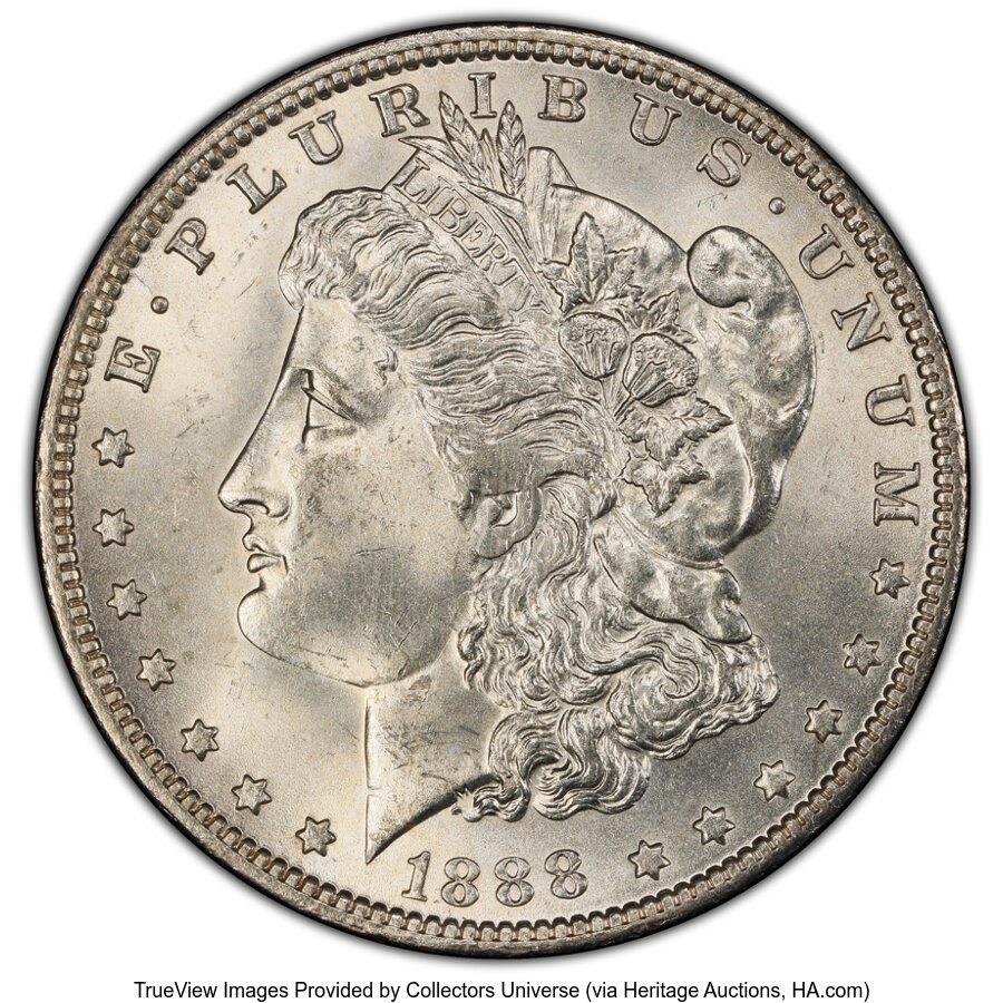 image for: 1888-O $1 Scarface, VAM-1B, Early Die State, MS64 PCGS. PCGS Population: (3/0 and 0/0+)....