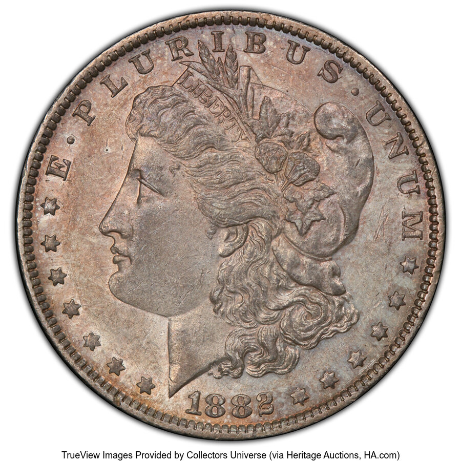 image for: 1882-O $1 VAM-4 O/S, Early Die State, AU55 PCGS. A Top 100 Variety. PCGS Population: (11/2 and 0/0+)....