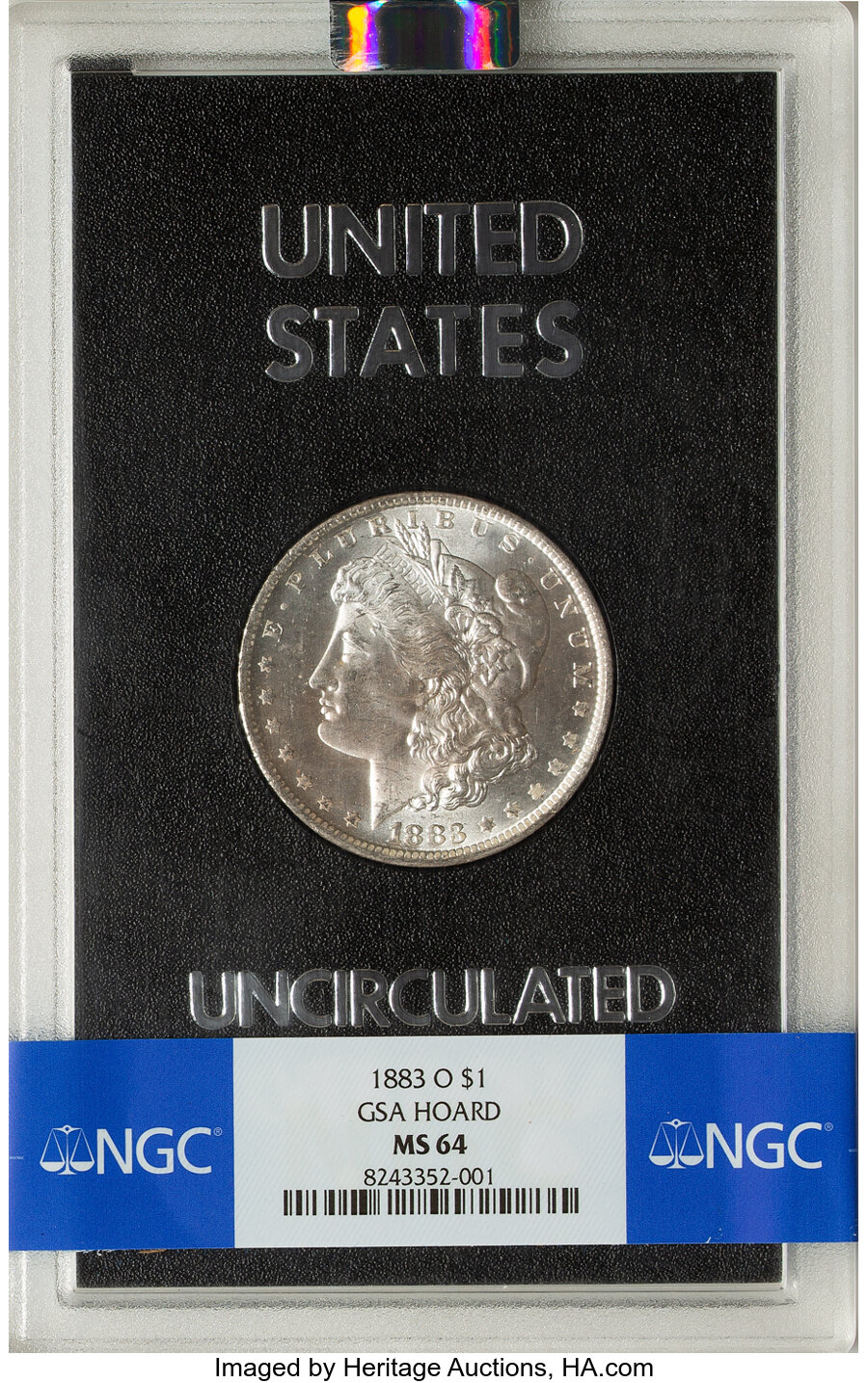 image for: 1883-O $1 GSA Hoard MS64 NGC. Box included. NGC Census: (75/21). PCGS Population: (11/3). CDN: $280 Whsle. Bid for NGC/PCGS...