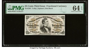 image for: Fr. 1291 25¢ Third Issue PMG Choice Uncirculated 64 EPQ....