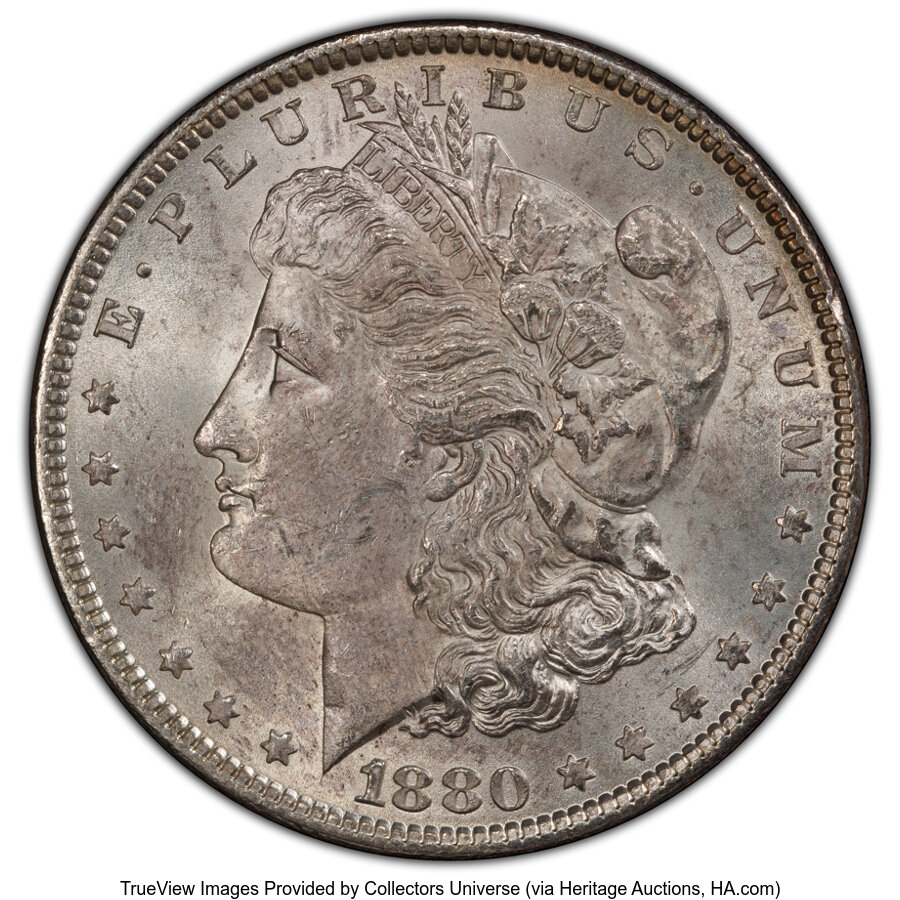 image for: 1880 $1 Checkmark, VAM-53, MS63 PCGS. A Hot 50 Variety. PCGS Population: (7/6 and 0/0+)....