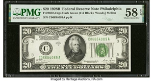 image for: Fr. 2052-C $20 1928B Federal Reserve Note. PMG Choice About Unc 58 EPQ....