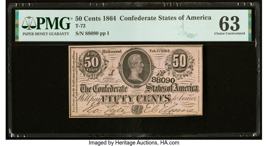 image for: T72 50 Cents 1864 PF-1 Cr. 578 PMG Choice Uncirculated 63....