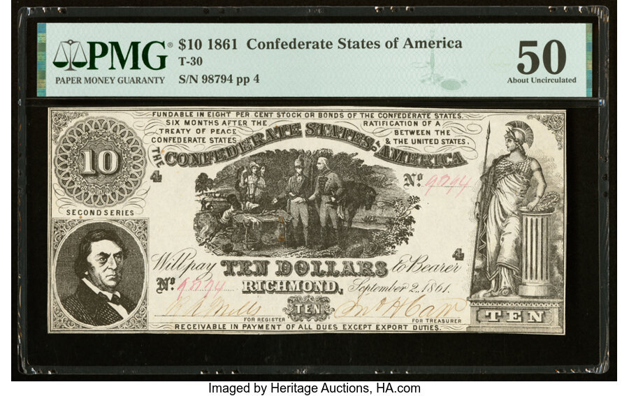 image for: T30 $10 1861 PF-3 Cr. 239 PMG About Uncirculated 50....