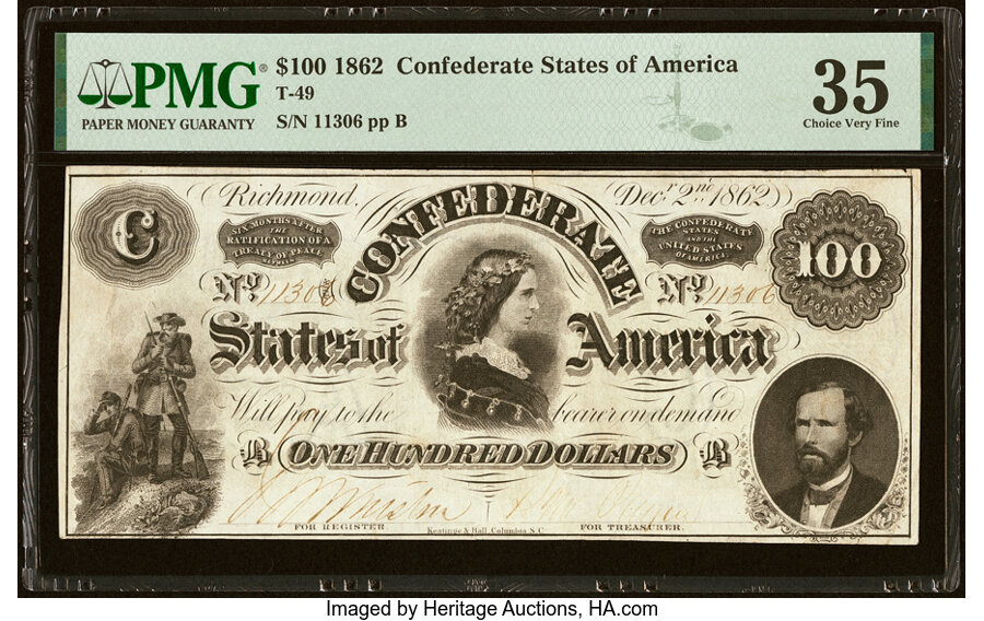 image for: T49 $100 1862 PF-2 Cr. 348 PMG Choice Very Fine 35....
