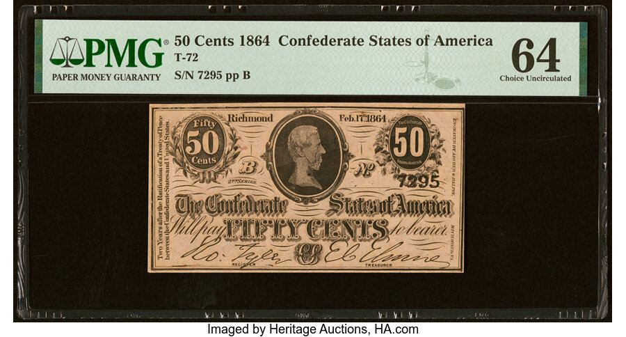 image for: T72 50 Cents 1864 PF-2 Cr. 579 PMG Choice Uncirculated 64....