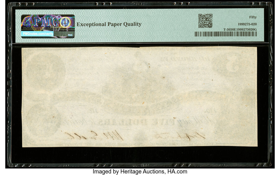 image for: T36 $5 1861 PF-2 Cr. 274 PMG About Uncirculated 50 EPQ....