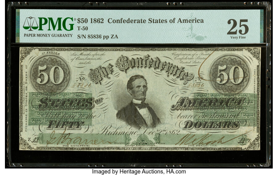 image for: T50 $50 1862 PF-19 Cr. 362 PMG Very Fine 25....