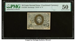 image for: Fr. 1246 10¢ Second Issue PMG About Uncirculated 50....
