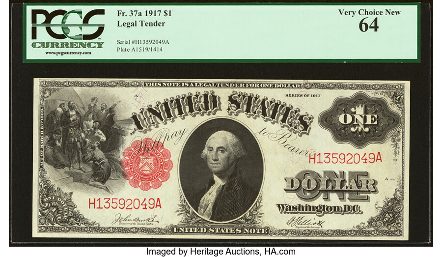image for: Fr. 37a $1 1917 Legal Tender PCGS Very Choice New 64....