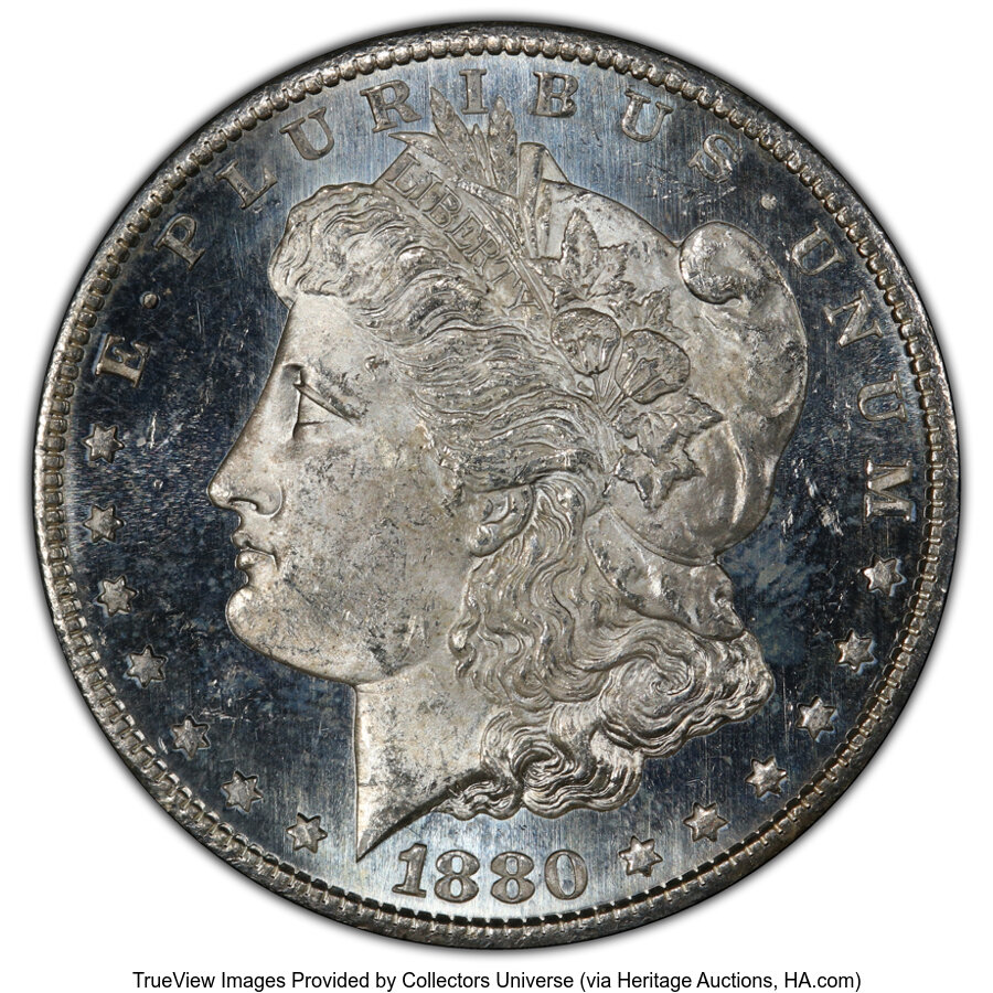 image for: 1880-S $1 8/7 Crossbar, VAM-10, MS64 Deep Mirror Prooflike PCGS. A Top 100 Variety. PCGS Population: (1/0 and 0/0+)....