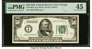 image for: Fr. 2100-G $50 1928 Federal Reserve Note. PMG Choice Extremely Fine 45....