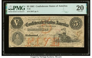 image for: T32 $5 1861 PF-1 Cr. 246 PMG Very Fine 20....