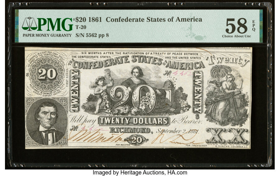 image for: T20 $20 1861 PF-1 Cr. 139 PMG Choice About Unc 58 EPQ....