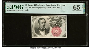 image for: Fr. 1266 10¢ Fifth Issue PMG Gem Uncirculated 65 EPQ....