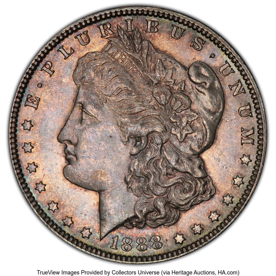 image for: 1888-S $1 Gouged Eagle, VAM-13, MS63 PCGS.  A Hit List 40 Variety. PCGS Population: (24/28 and 1/3+)....