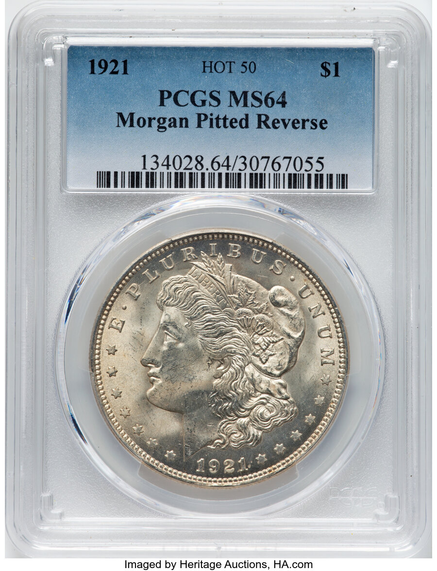 image for: 1921 $1 VAM-3C1, Pitted Reverse MS64 PCGS. A Hot 50 Variety. PCGS Population: (90/29). NGC Census: (0/0). CDN: $80 Whsle. B...