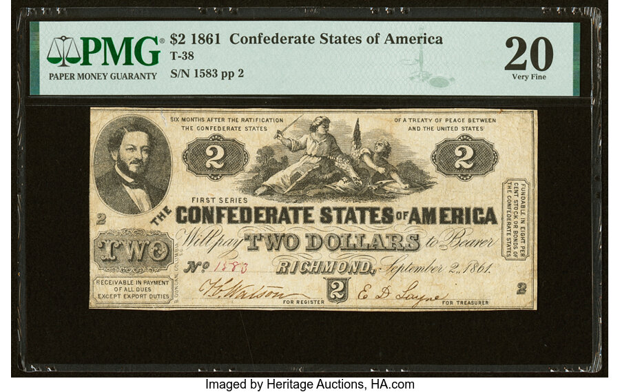 image for: T38 $2 1861 PF-1 Cr. 286 PMG Very Fine 20....