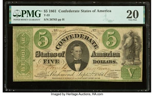 image for: T33 $5 1861 PF-11 Cr. 257Bb PMG Very Fine 20....