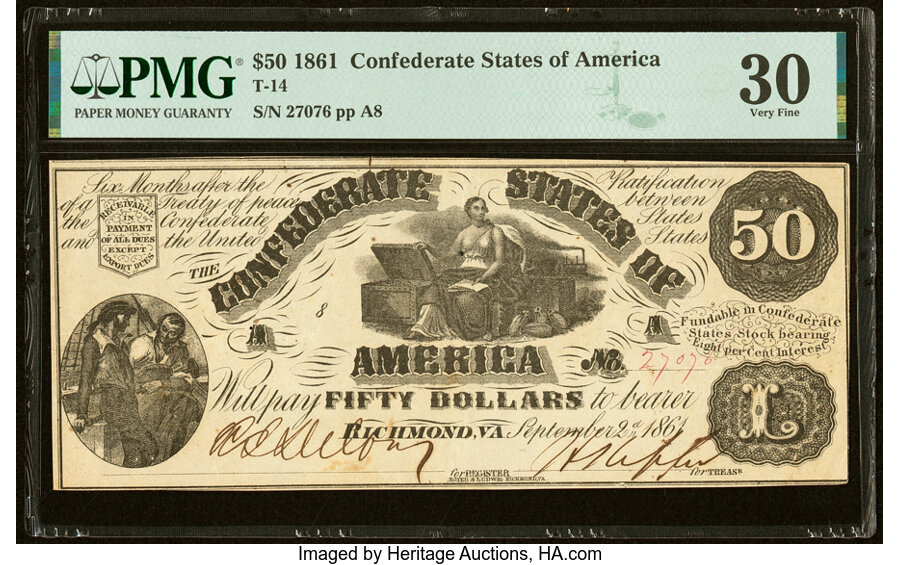 image for: T14 $50 1861 PF-8 Cr. 77 PMG Very Fine 30....