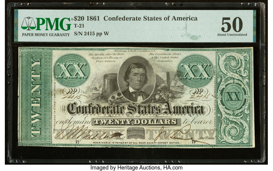 image for: T21 $20 1861 PF-6 Cr. 146 PMG About Uncirculated 50....