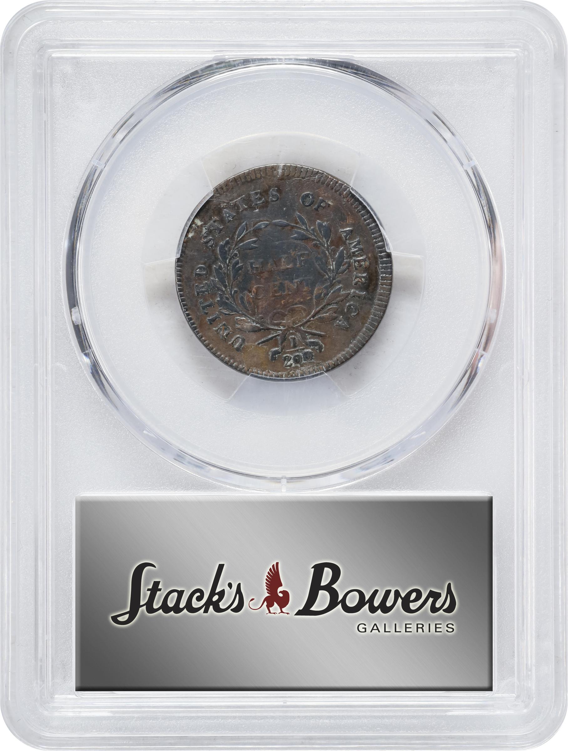 image for: 1795 Liberty Cap Half Cent. C-6a. Rarity-2. Plain Edge, No Pole. Thin Planchet. VF Details--Environmental Damage (PCGS).