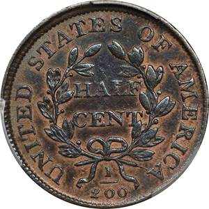 image for: 1808 Draped Bust Half Cent. C-3. Rarity-1. EF Details--Cleaned (PCGS).