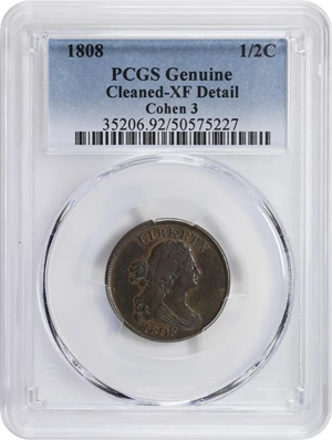 image for: 1808 Draped Bust Half Cent. C-3. Rarity-1. EF Details--Cleaned (PCGS).
