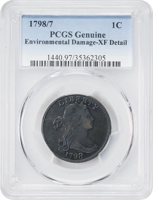 image for: 1798/7 Draped Bust Cent. S-152, B-13. Rarity-2. EF Details--Environmental Damage (PCGS).