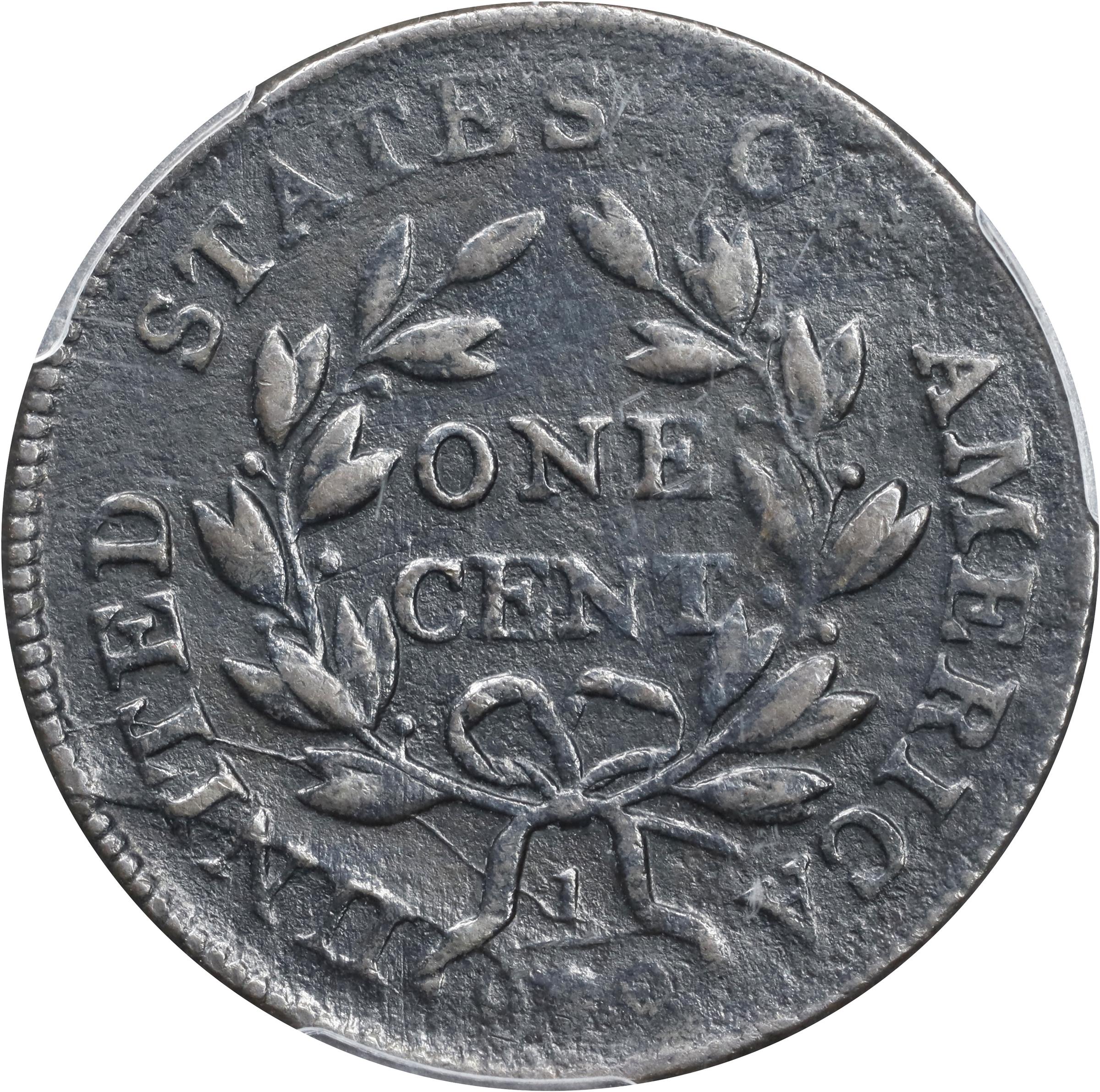 image for: 1801 Draped Bust Cent. S-219, B-11. Rarity-2. 3 Errors Reverse. VF Details--Environmental Damage (PCGS).