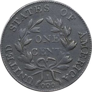 image for: 1801 Draped Bust Cent. S-223, B-17. Rarity-1. Fraction 1/000. EF Details--Environmental Damage (PCGS).