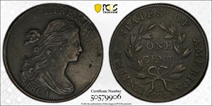 image for: 1801 Draped Bust Cent. S-223, B-17. Rarity-1. Fraction 1/000. EF Details--Environmental Damage (PCGS).
