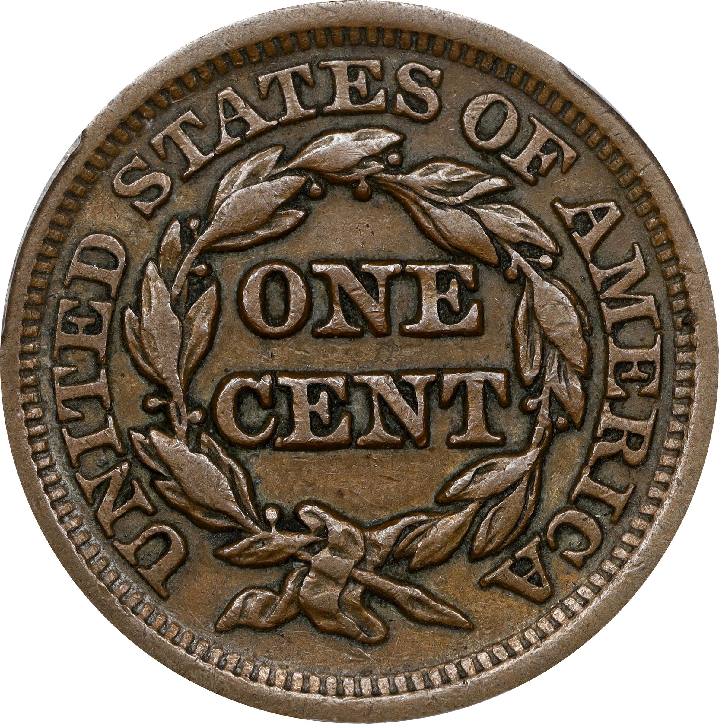 image for: 1851/81 Braided Hair Cent. N-3. Rarity-1. EF-45 (PCGS).