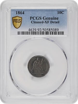image for: 1864 Liberty Seated Dime. Fortin-102a. Rarity-5. EF Details--Cleaned (PCGS).