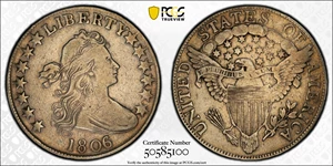 image for: 1806/5 Draped Bust Half Dollar. O-103, T-8. Rarity-2. Large Stars. Fine Details--Cleaned (PCGS).