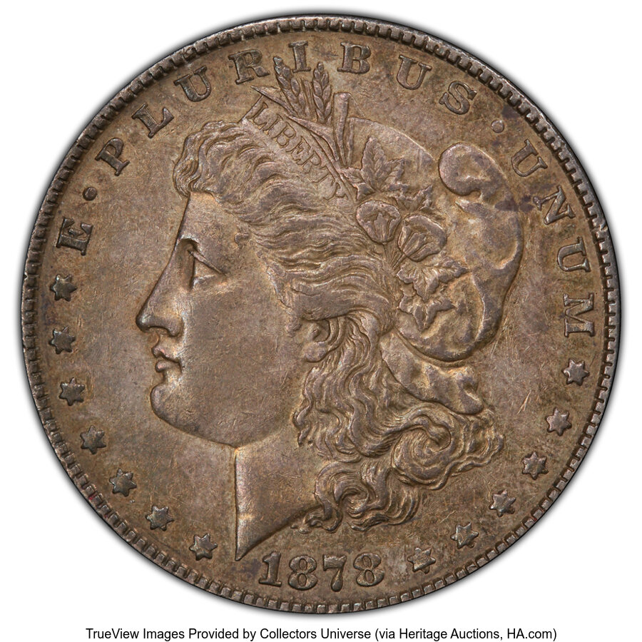 image for: 1878 8TF $1 Open Nostril, Spiked "A", VAM-14.5, AU55 PCGS. A Hot 50 Variety. PCGS Population: (6/5 and 0/0+)....