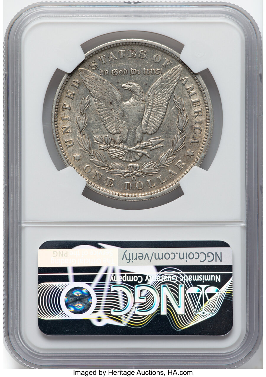 image for: 1889-O $1 Clashed E, VAM-1A2, AU53 NGC. A Top 100 Variety. NGC Census: (1/1)....