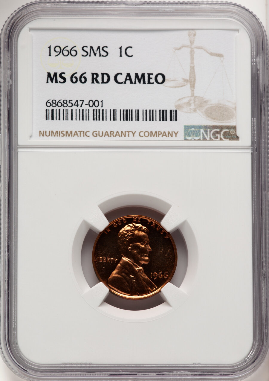 image for: 1966 1C SMS MS66 Red Cameo NGC. NGC Census: (44/43)....