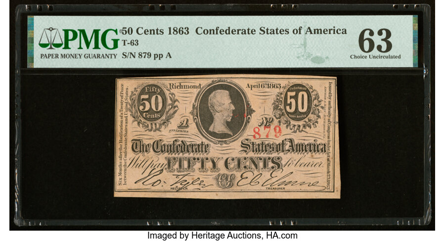 image for: T63 50¢ 1863 PF-8 Cr. 487 PMG Choice Uncirculated 63....