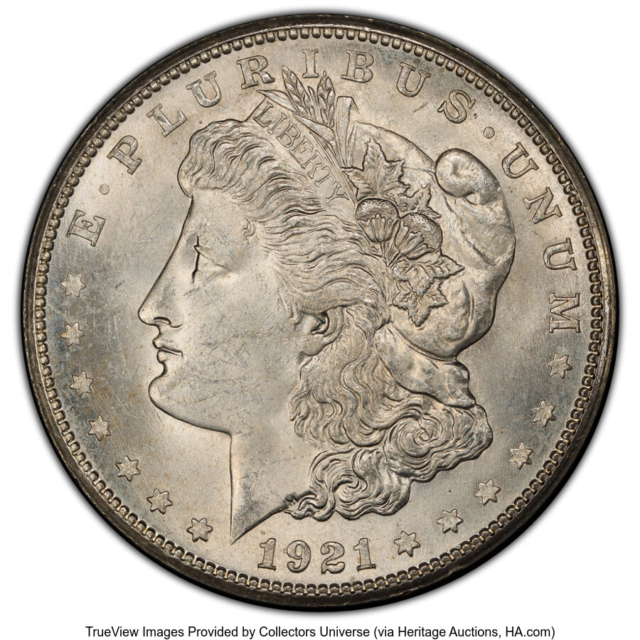 image for: 1921-S $1 Thorn Head, VAM-1B6, MS64 PCGS.  A Hit List 40 Variety. PCGS Population: (14/3 and 3/0+)....