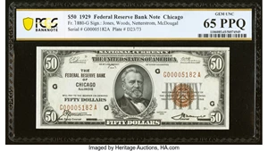 image for: Fr. 1880-G $50 1929 Federal Reserve Bank Note. PCGS Banknote Gem Unc 65 PPQ....