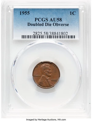 image for: 1955 1C Doubled Die Obverse, FS-101, AU58 PCGS. ...