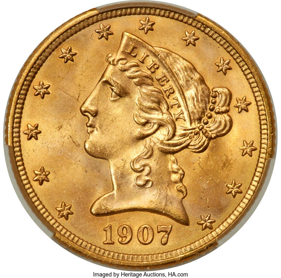 1907-D $5 MS