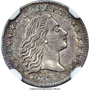 image for: 1795 H10C V-5, LM-8, R.3, AU58 NGC. CAC....