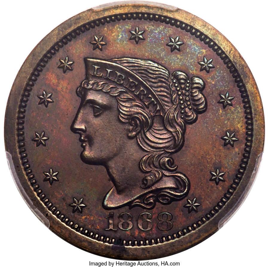 image for: 1868 1C Mature Head Cent, Judd-611, Pollock-676, Snow-PT4a, Low R.7, PR64+ Brown PCGS....