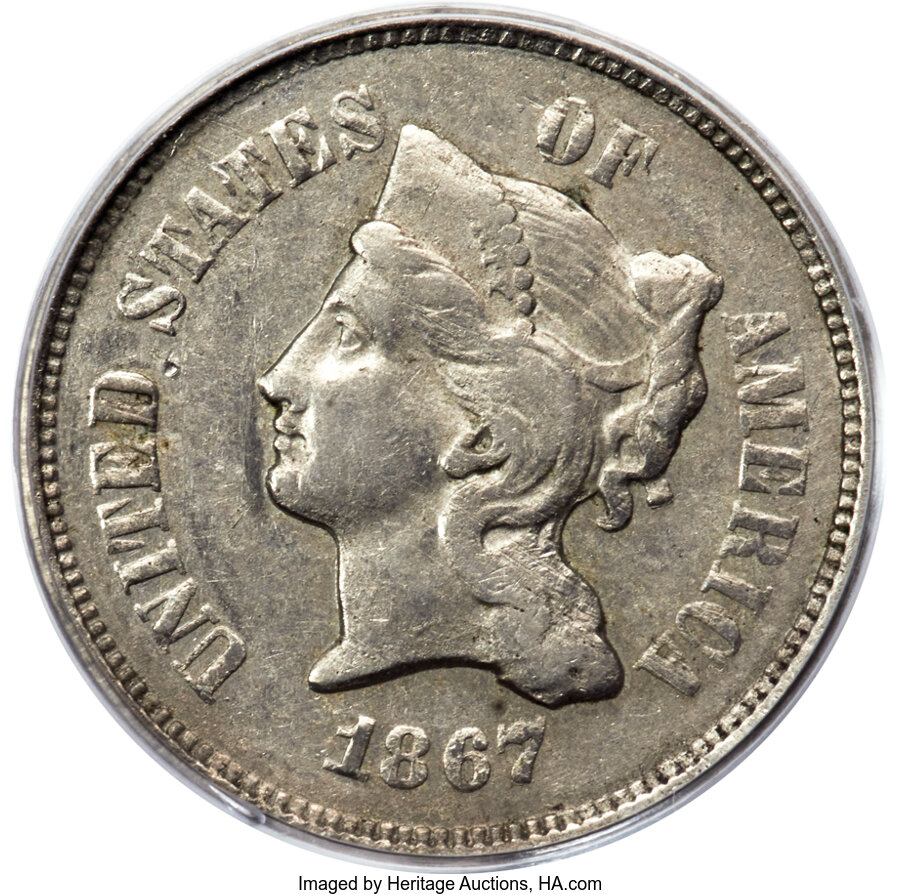 image for: 1867 5C Five Cents, Judd-575, Pollock-631, Unique, PR45 PCGS....