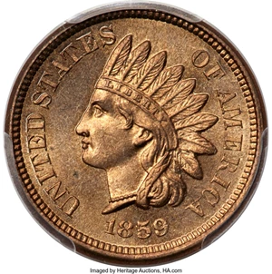 image for: 1859 1C Repunched Date, Snow-1, FS-301, MS65 PCGS....