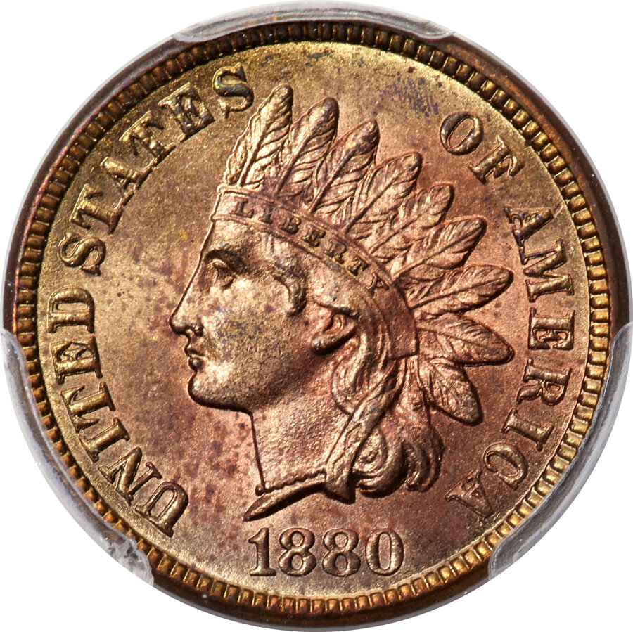 image for: 1880 1C Doubled Die Obverse, Clashed Reverse, Snow-1, FS-101, MS64 Red PCGS....