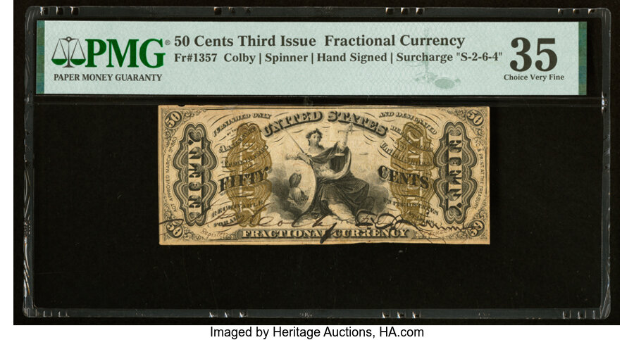 image for: Fr. 1357 50¢ Third Issue Justice PMG Choice Very Fine 35....