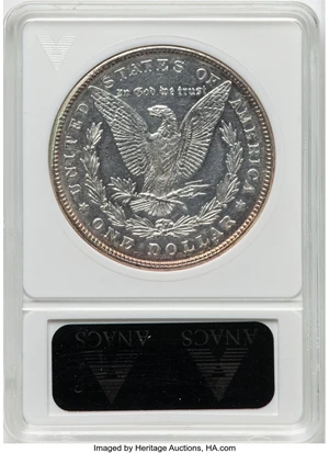 image for: 1878 8TF $1 Chip in Ear, VAM-14, AU58 Prooflike ANACS. Mintage 699,300.From The Flat Wallet Ranch Collection....